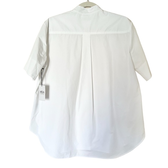 Mela Purdie SS Tuck Shirt White Button Down Blouse Size Medium relaxed - Picture 4 of 16